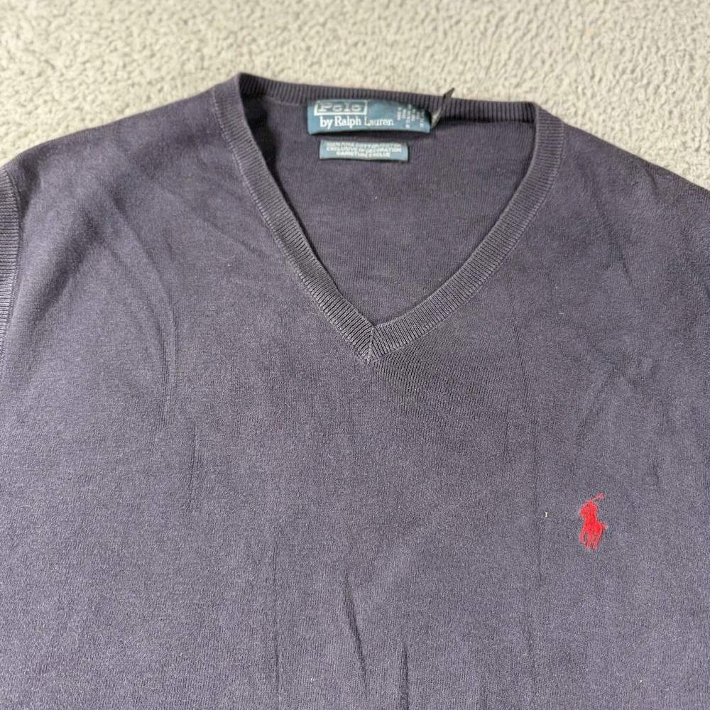Polo Ralph Lauren Sweater Vest Mens XL Tall Navy Blue V Neck Sleeveless Pullover